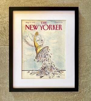 Framed 1990 The New Yorker Magazine August 13 Raining Fish Ronald Searle